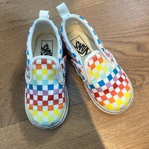 Vans Kids Colorful Checkered Slip-On Sneakers